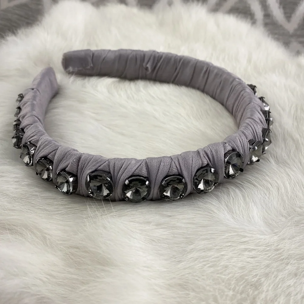 3D Silver & Rhinestone Headband Thick Headband Sparkles Holiday - Picture 1 of 3
